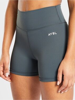 AYBL Women’s Core High-Rise Asphalt Gray Active Shorts Sz M